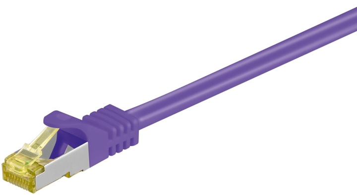 Goobay RJ45 netværkskabel S/FTP (PiMF), 500 MHz, med CAT 7 råkabel, violet, 0,5 m LSZH halogenfri kabelkappe, kobber, RJ45-hanstik (CAT 6A) i gruppen COMPUTERTILBEHØR / Kabler og adaptere / Netværkskabler / Cat7 hos TP E-commerce Nordic AB (C39459)