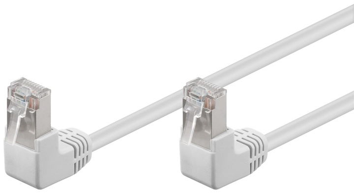 Goobay Netværkskabel CAT 5e vinklet 2x 90°, F/UTP, hvid, 1 m kobberbeklædt aluminiumleder (CCA), 2x RJ45-stik 90 ° (8P8C) i gruppen COMPUTERTILBEHØR / Kabler og adaptere / Netværkskabler / Cat5e hos TP E-commerce Nordic AB (C39998)