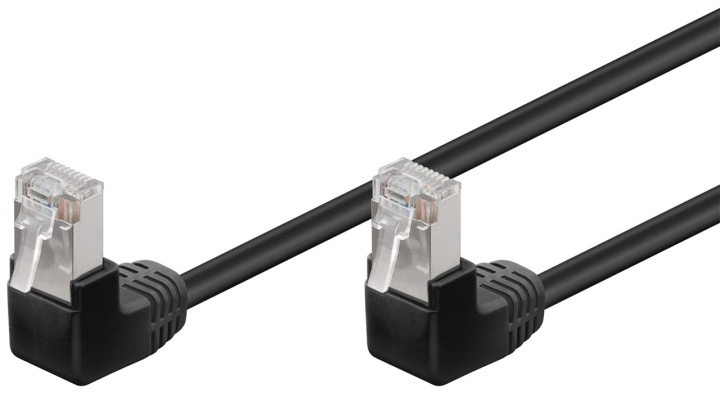 Goobay Netværkskabel CAT 5e vinklet 2x 90°, F/UTP, sort, 1 m kobberbeklædt aluminiumleder (CCA), 2x RJ45-stik 90 ° (8P8C) i gruppen COMPUTERTILBEHØR / Kabler og adaptere / Netværkskabler / Cat5e hos TP E-commerce Nordic AB (C40011)