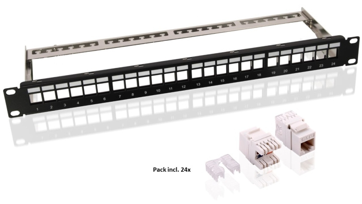 Goobay 19 tommer (48,3 cm) Keystone patch-panel (1 HE) inkl. 24x CAT 6 moduler (UTP) i gruppen COMPUTERTILBEHØR / Kabler og adaptere / Netværkskabler / Adaptere og samlemuffer hos TP E-commerce Nordic AB (C40341)