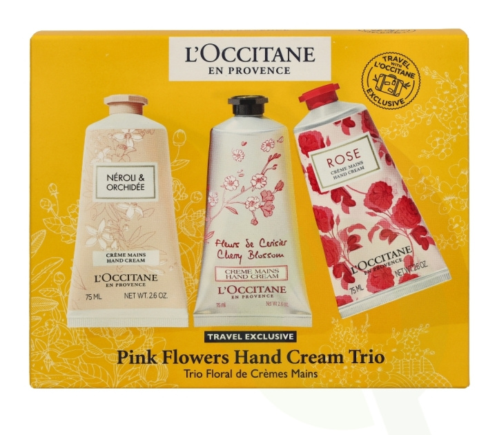 L\'Occitane Pink Flowers Hand Cream Trio Set 225 ml i gruppen SKØNHED & HELSE / Manicure / pedicure / Håndcreme hos TP E-commerce Nordic AB (C40709)