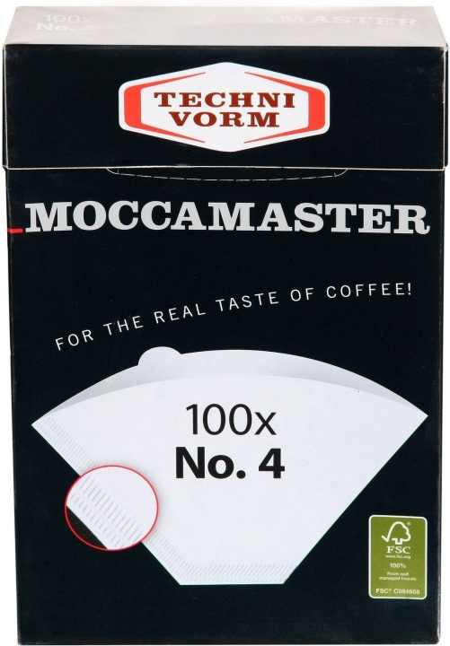 Moccamaster suodatinpaperi 1x4, 100 kpl i gruppen HJEM, HUS & HAVE / Husholdningsapparater / Kaffe og espresso / Filtre og tilbehør hos TP E-commerce Nordic AB (C40878)