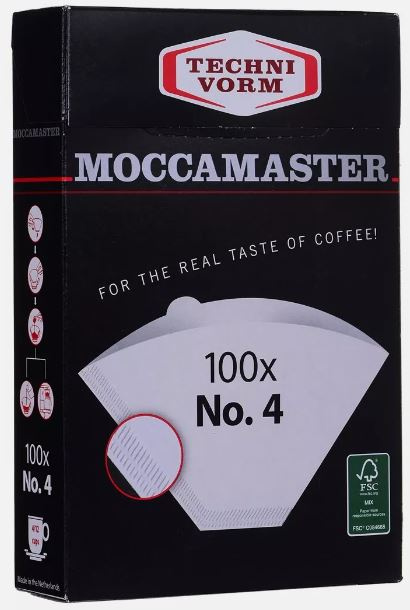 Moccamaster suodatinpaperi 1x4, 100 kpl i gruppen HJEM, HUS & HAVE / Husholdningsapparater / Kaffe og espresso / Filtre og tilbehør hos TP E-commerce Nordic AB (C40878)