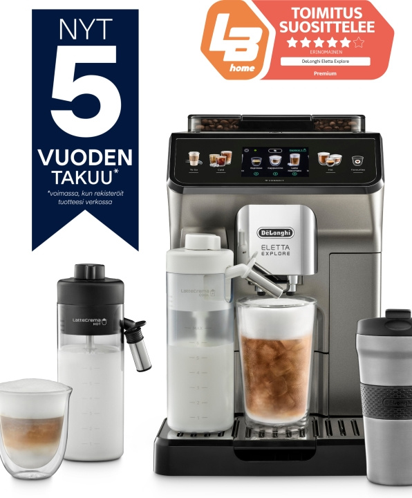 DeLonghi De\'Longhi ECAM450.86.T Eletta Explore -kahviautomaatti i gruppen HJEM, HUS & HAVE / Husholdningsapparater / Kaffe og espresso / Kaffemaskiner hos TP E-commerce Nordic AB (C40945)