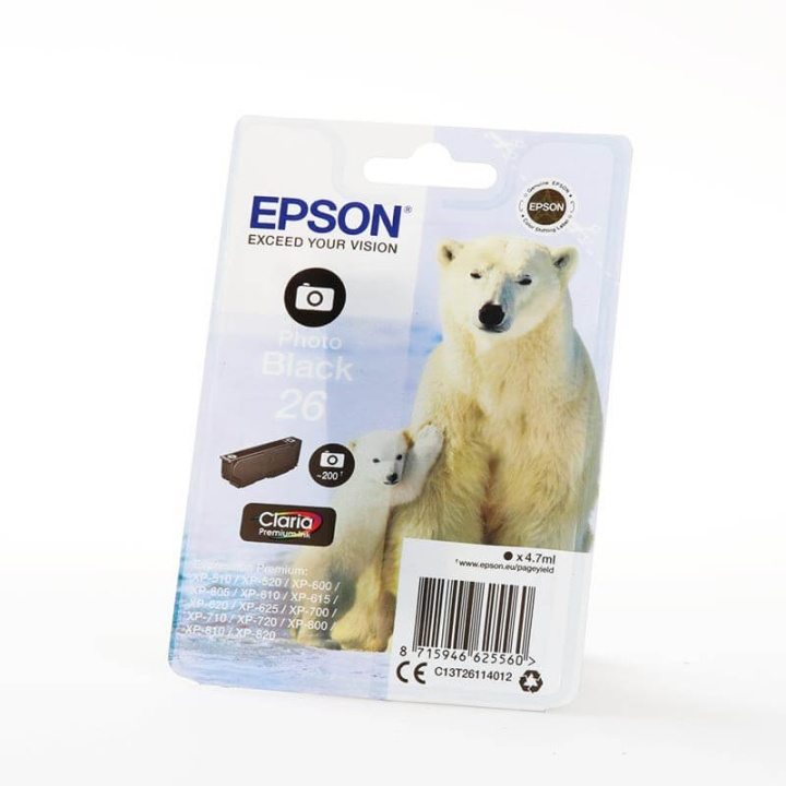 EPSON Ink C13T26114012 26 Photo Black Polar Bear i gruppen COMPUTERTILBEHØR / Printere og tilbehør / Blæk og toner / Blækpatroner / Epson hos TP E-commerce Nordic AB (C42051)