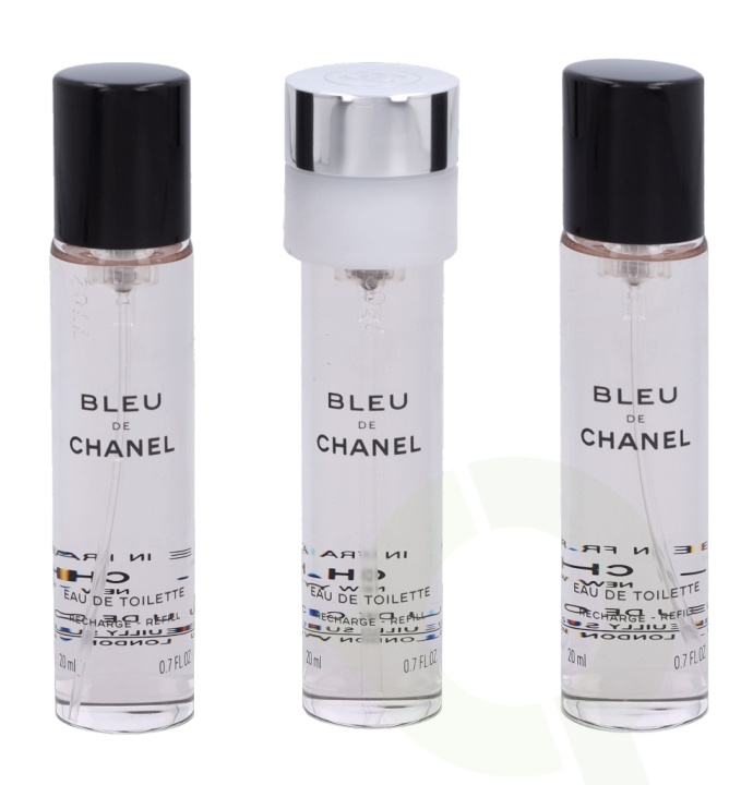 Chanel Bleu De Chanel Pour Homme Giftset 60 ml, 3x Edt Spray Refill 20ml - Twist and Spray - Travel Sprays i gruppen SKØNHED & HELSE / Gaveæske / Gaveæske til ham hos TP E-commerce Nordic AB (C42432)
