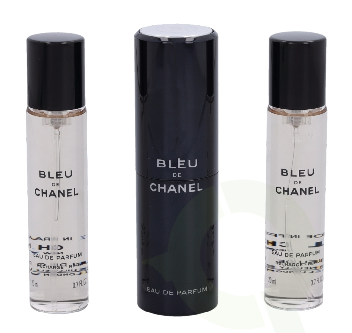Chanel Bleu De Chanel Pour Homme Giftset 60 ml, 3x20ml Edp Travel Spray & 2 Refills i gruppen SKØNHED & HELSE / Gaveæske / Gaveæske til ham hos TP E-commerce Nordic AB (C42437)
