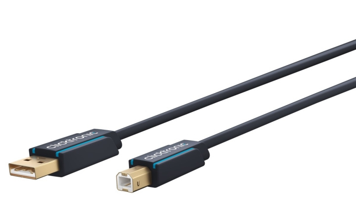 ClickTronic Adapterkabel från USB-A till USB-B 2.0 Premiumkabel | USB A-kontakt USB B 2.0-kontakt | 1,8 m | 480 Mbit/s i gruppen COMPUTERTILBEHØR / Kabler og adaptere / USB / USB-A / Kabler hos TP E-commerce Nordic AB (C43323)