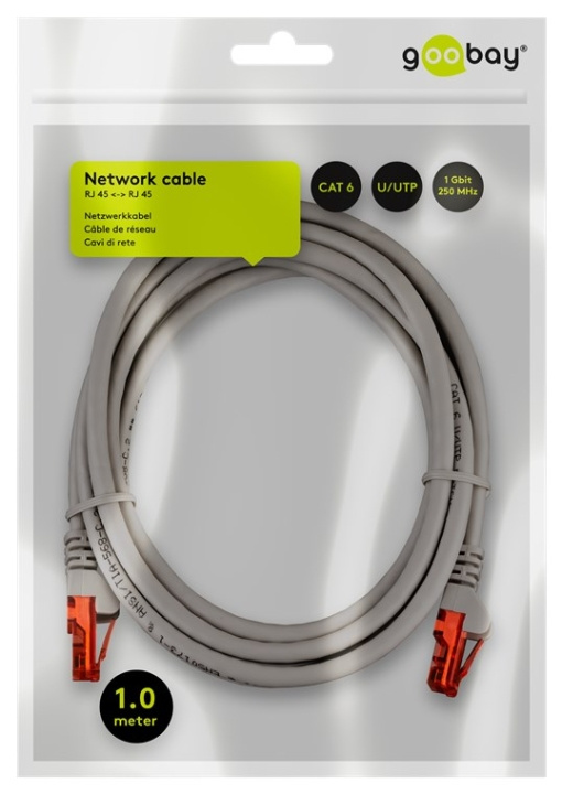 Goobay Netværkskabel CAT 6, U/UTP, grå kobberbeklædt aluminiumleder (CCA), 1 m i gruppen COMPUTERTILBEHØR / Kabler og adaptere / Netværkskabler / Cat6 hos TP E-commerce Nordic AB (C43464)