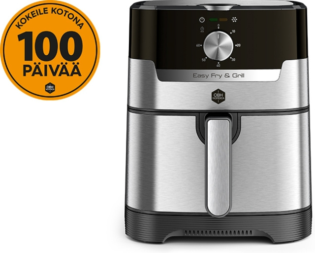 OBH Nordica Easy Fry & Grill Classic+ 2-in-1 -airfryer, teräs i gruppen HJEM, HUS & HAVE / Husholdningsapparater / Airfryers & Friture hos TP E-commerce Nordic AB (C43780)