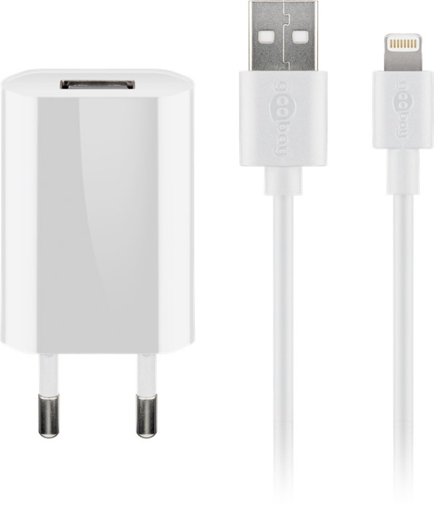 Goobay Apple Lightning laddningssats (5 W) Strömförsörjning med Apple Lightning-kabel 1 m (vit) i gruppen SMARTPHONES & TABLETS / Opladere og kabler / Vægoplader / Vægoplader Lightning hos TP E-commerce Nordic AB (C43977)