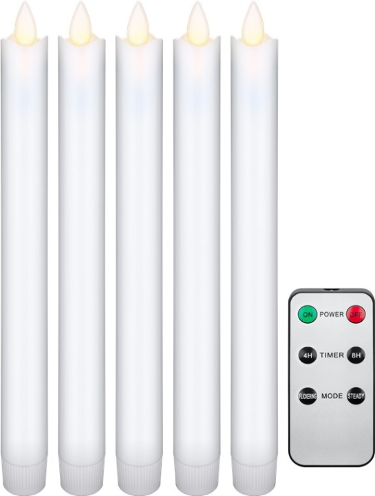 Goobay Set med 5 vita LED riktiga vax stav ljus, inkl. fjärrkontroll Vacker och säker belysningslösning för många områden som hus och loggia, kontor eller skolor i gruppen HJEMMEELEKTRONIK / Lys / Anden belysning hos TP E-commerce Nordic AB (C44013)