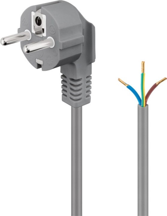 Goobay Skyddskontaktkabel vinklad för montering, 2 m, grå stickkontakt med skyddsjord (typ F, CEE 7/7) > lösa kabeländar i gruppen HJEM, HUS & HAVE / Elektricitet & Belysning / El-installation / Tilbehør hos TP E-commerce Nordic AB (C44016)