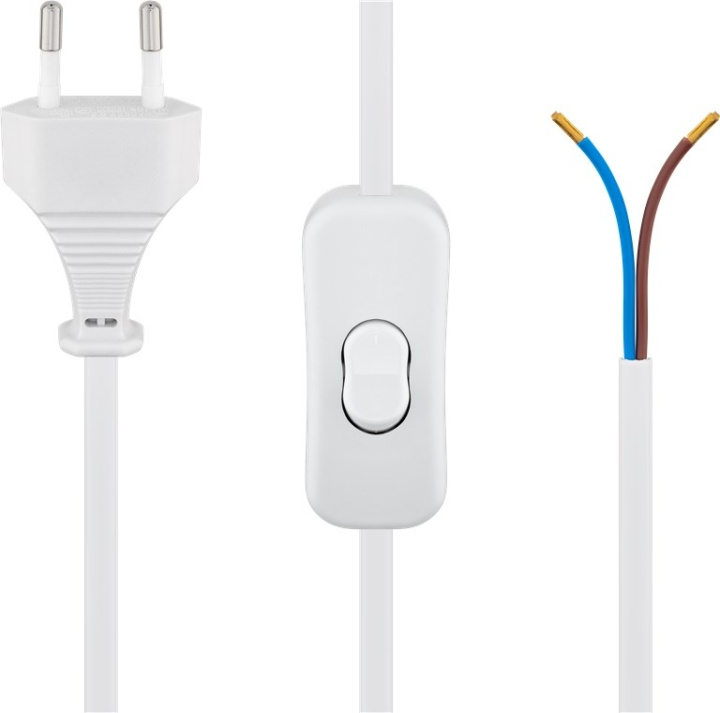 Goobay Kabel med euro-kontakt för montering - med strömbrytare, 1,5 m, vit Euro-kontakt (typ C, CEE 7/16) > lösa kabeländar i gruppen HJEM, HUS & HAVE / Elektricitet & Belysning / El-installation / Tilbehør hos TP E-commerce Nordic AB (C44037)