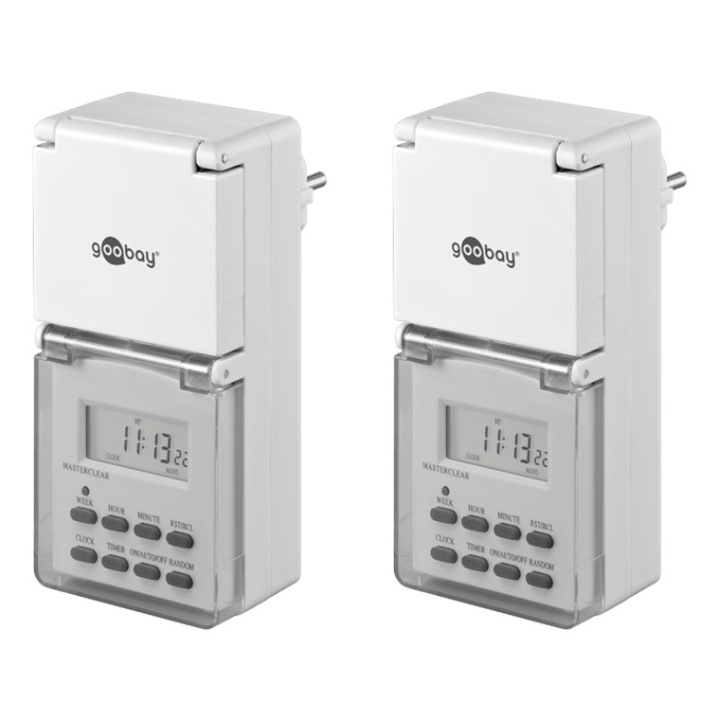 Goobay Set med 2, digital timer IP44 Lättanvänd digital timer i gruppen HJEM, HUS & HAVE / Elektricitet & Belysning / Timer hos TP E-commerce Nordic AB (C44050)