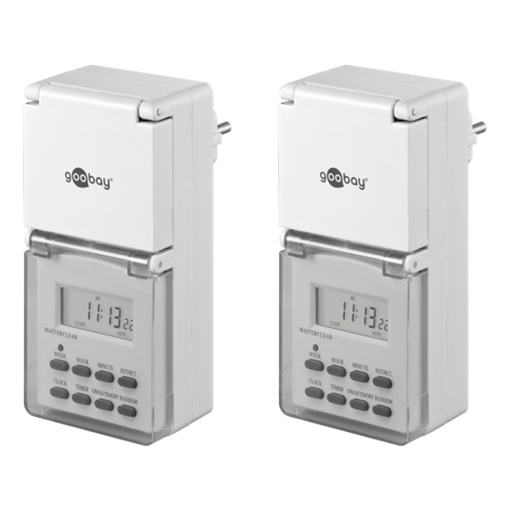 Goobay Set med 2, digital timer IP44 Lättanvänd digital timer i gruppen HJEM, HUS & HAVE / Elektricitet & Belysning / Timer hos TP E-commerce Nordic AB (C44050)