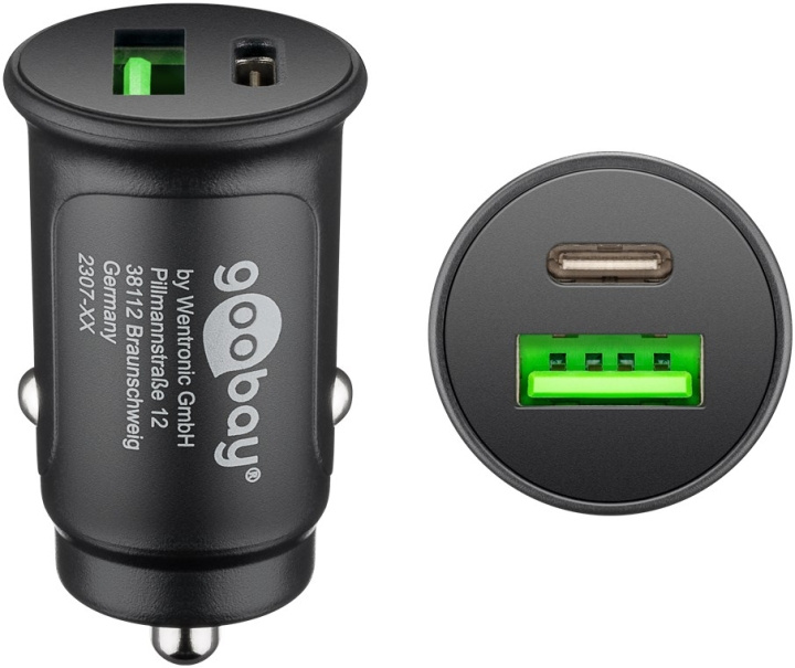 Goobay Dual-USB Auto Fast Charger USB-C™ PD (Power Delivery) (30 W) 30W (12/24V)lämplig för enheter med USB-C™ (Ström Delivery), såsom iPhone 12 i gruppen SMARTPHONES & TABLETS / Opladere og kabler / Bilopladere / Bilopladere Type C hos TP E-commerce Nordic AB (C44053)