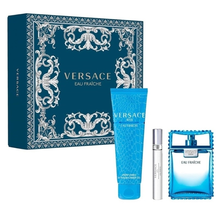 Versace Giftset Versace Man Eau Fraiche Edt 100ml + Edt 10ml + SG 150ml i gruppen SKØNHED & HELSE / Gaveæske / Gaveæske til ham hos TP E-commerce Nordic AB (C44371)