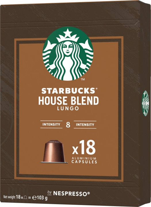 Starbucks Nespresso House Blend Kaffekapslar, 18st, 103g i gruppen HJEM, HUS & HAVE / Husholdningsapparater / Kaffe og espresso / Kaffekapslar hos TP E-commerce Nordic AB (C44513)