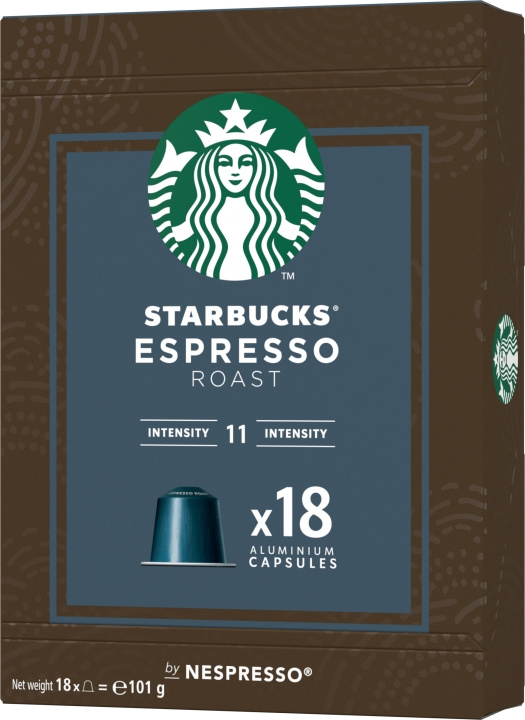 Starbucks Nespresso Espresso Roast Kaffekapslar, 18st, 103g i gruppen HJEM, HUS & HAVE / Husholdningsapparater / Kaffe og espresso / Kaffekapslar hos TP E-commerce Nordic AB (C44514)