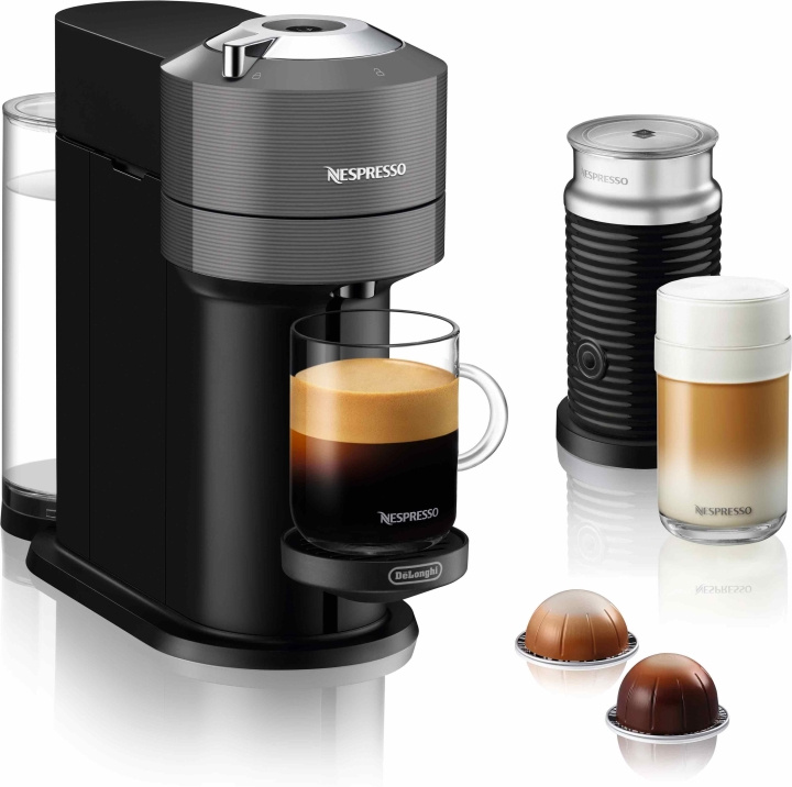 Nespresso Vertuo Next Aeroccino Bundle Pack Kapselmaskin, Grå i gruppen HJEM, HUS & HAVE / Husholdningsapparater / Kaffe og espresso / Kaffemaskiner hos TP E-commerce Nordic AB (C44559)