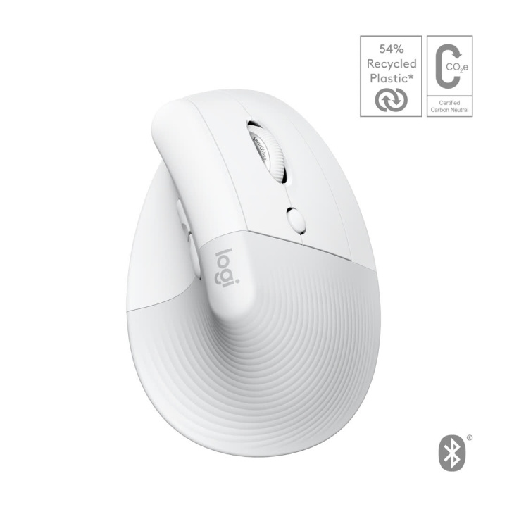 Logitech Lift for Mac Vertical Ergonomic Mouse, Off-White/Pa i gruppen COMPUTERTILBEHØR / Mus og tastatur / Mus / Ledningsfri hos TP E-commerce Nordic AB (C44937)