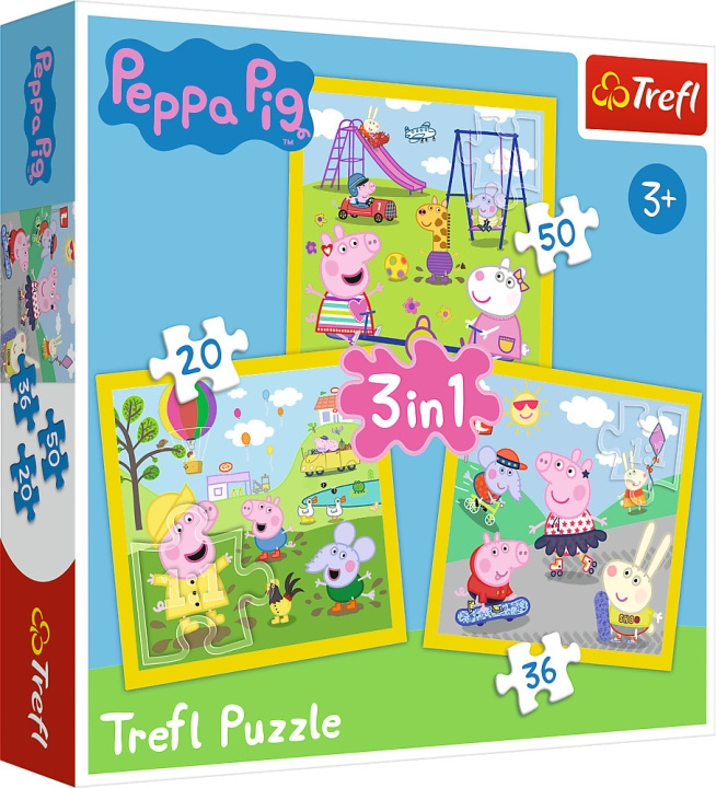 TREFL Peppa Pig 3 i 1 pussel, 20+36+50 bitar i gruppen LEGETØJ, BØRN & BABY / Legetøj / børns puslespil hos TP E-commerce Nordic AB (C46755)