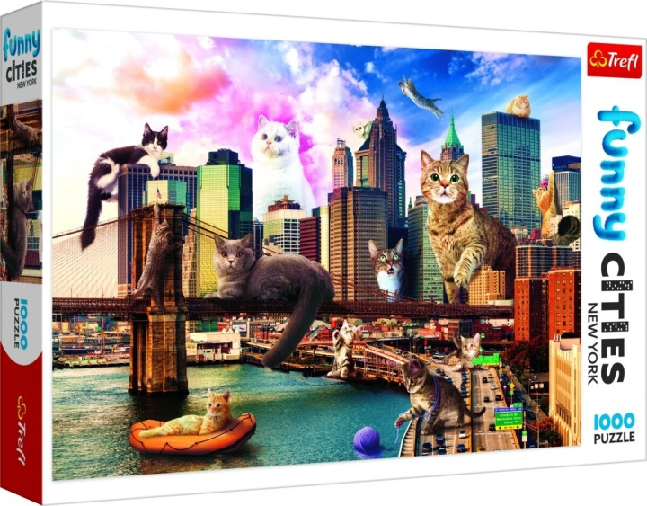 TREFL Cats in New York pussel, 1000 bitar i gruppen SPORT, FRITID & HOBBY / Hobby / Puslespil hos TP E-commerce Nordic AB (C46774)