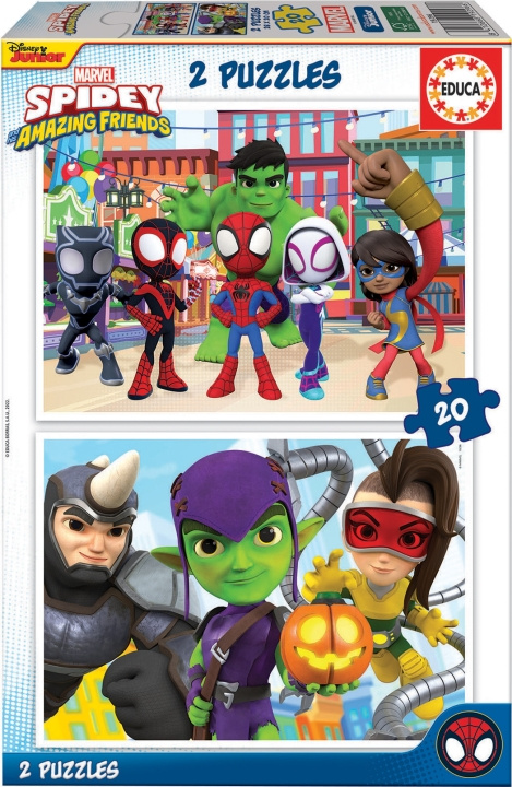Educa Spidey & His Amazing Friends-pussel, 2x20 bitar i gruppen LEGETØJ, BØRN & BABY / Legetøj / børns puslespil hos TP E-commerce Nordic AB (C46900)