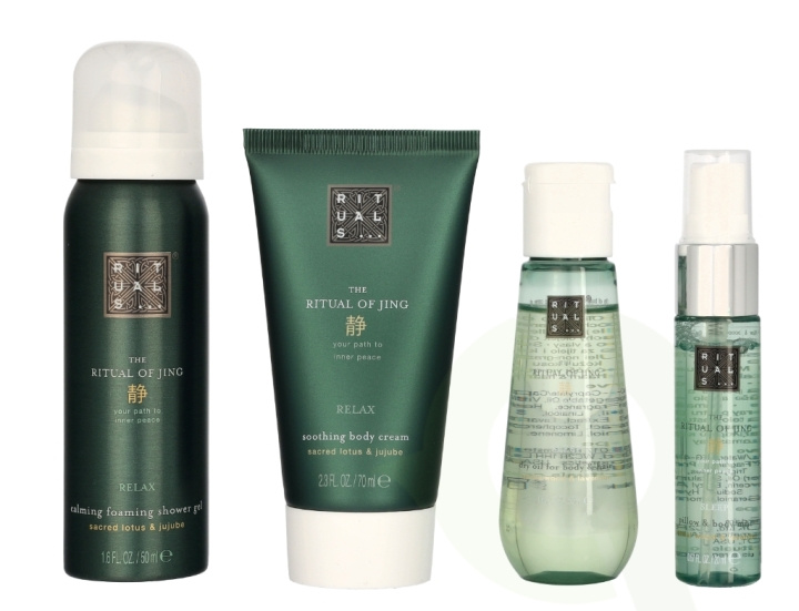 Rituals Jing Set 190 ml Foaming Shower Gel 50ml/Body Cream 70ml/Sleep Pillow & Body Mist 20ml/Dry Oil 50ml i gruppen SKØNHED & HELSE / Gaveæske / Gaveæske til hende hos TP E-commerce Nordic AB (C47518)