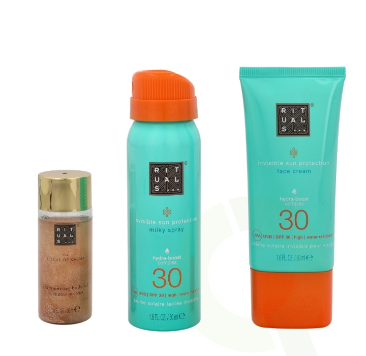 Rituals Karma Summer Sun Care Set 130 ml Shimmering Body Oil 30ml/Face Cream SPF30 50ml/Milky Spray SPF30 50ml i gruppen SKØNHED & HELSE / Hudpleje / Tanning / Solbeskyttelse hos TP E-commerce Nordic AB (C47587)