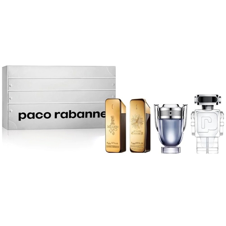 Paco Rabanne Giftset 1 Million Edt 5ml + 1 Million Parfum 5ml + Invictus Edt 5ml + Phantom Edt 5ml i gruppen SKØNHED & HELSE / Gaveæske / Gaveæske til ham hos TP E-commerce Nordic AB (C47671)