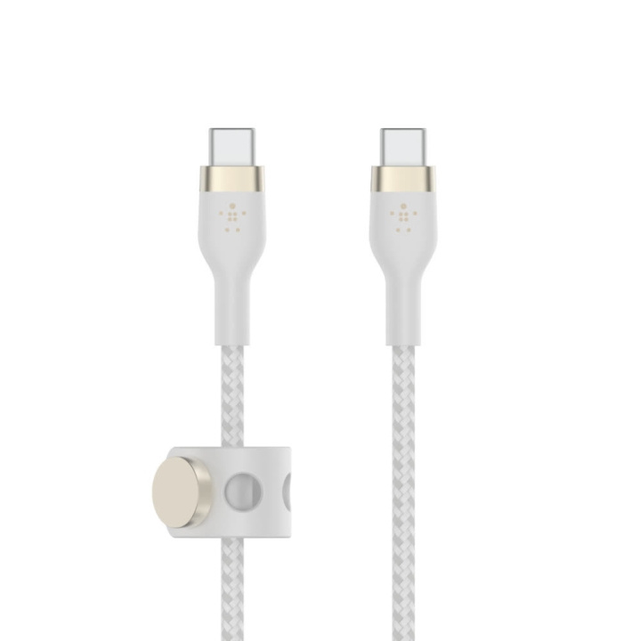 Belkin BOOST CHARGE USB-C to USB-C 2.0 Braided Silicon, 2m, White i gruppen COMPUTERTILBEHØR / Kabler og adaptere / USB / USB-C hos TP E-commerce Nordic AB (C48198)