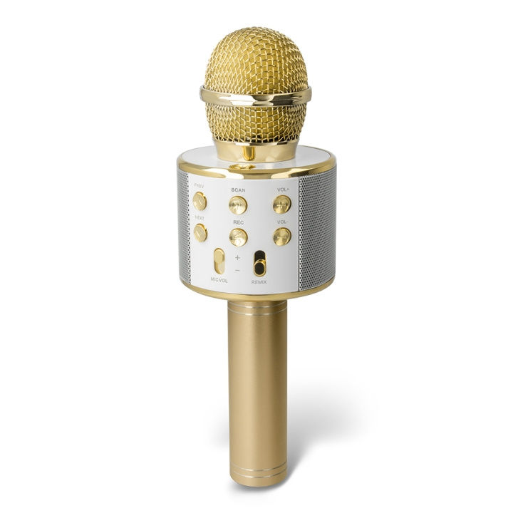 Forever BMS-300 Lite Bluetooth-karaokemikrofon med højttaler, guld i gruppen HJEMMEELEKTRONIK / Lyd & billede / Håndholdte mikrofoner hos TP E-commerce Nordic AB (C48658)