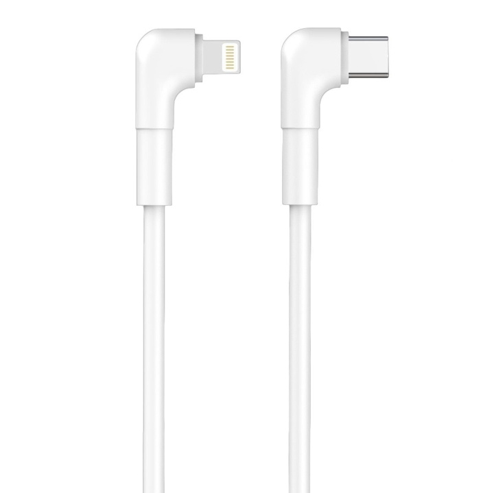 Maxlife MXUC-09 Vinklet kabel USB-C - Lightning, 1m, 27W, Hvid i gruppen SMARTPHONES & TABLETS / Opladere og kabler / Kabler / Kabler Lightning hos TP E-commerce Nordic AB (C48664)