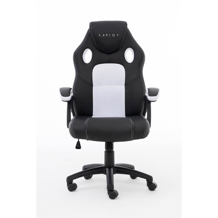 RAPTOR Gaming Chair GS-40 Compact, PU+Fabric, Black/White i gruppen COMPUTERTILBEHØR / GAMING / Gaming Stole hos TP E-commerce Nordic AB (C49434)