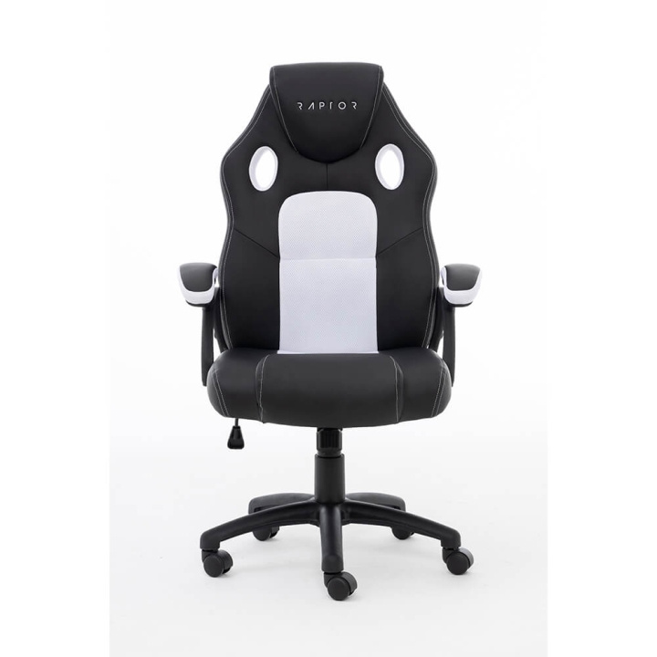 Raptor Gaming Chair GS-40 Compact, PU+Fabric, Black/White i gruppen COMPUTERTILBEHØR / GAMING / Gaming Stole hos TP E-commerce Nordic AB (C49434)