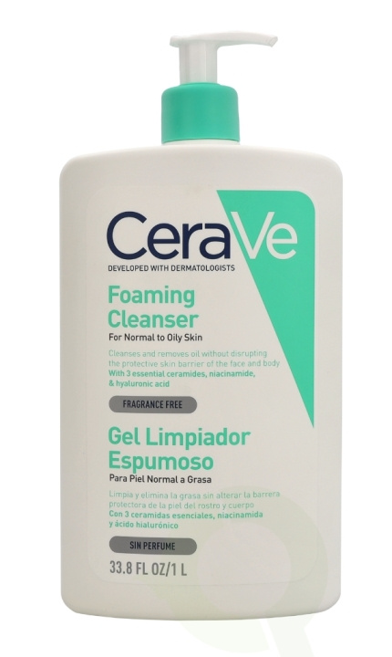 Cerave Foaming Cleanser w/Pump 1000 ml For Normal To Oily Skin i gruppen SKØNHED & HELSE / Hudpleje / Ansigt / Rengøring hos TP E-commerce Nordic AB (C49621)