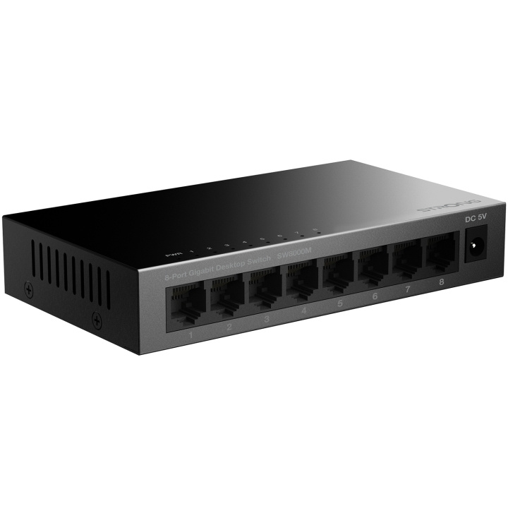 Strong 8-port Gigabitswitch Metall Svart i gruppen COMPUTERTILBEHØR / Netværk / Switches / 10/100/1000Mbps hos TP E-commerce Nordic AB (C49975)