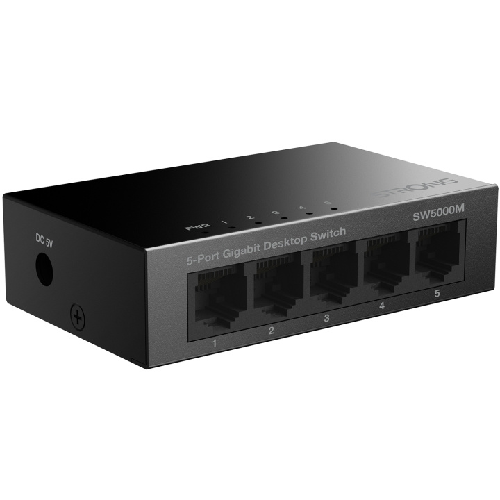 Strong 5-port Gigabitswitch Metall Svart i gruppen COMPUTERTILBEHØR / Netværk / Switches / 10/100/1000Mbps hos TP E-commerce Nordic AB (C49976)