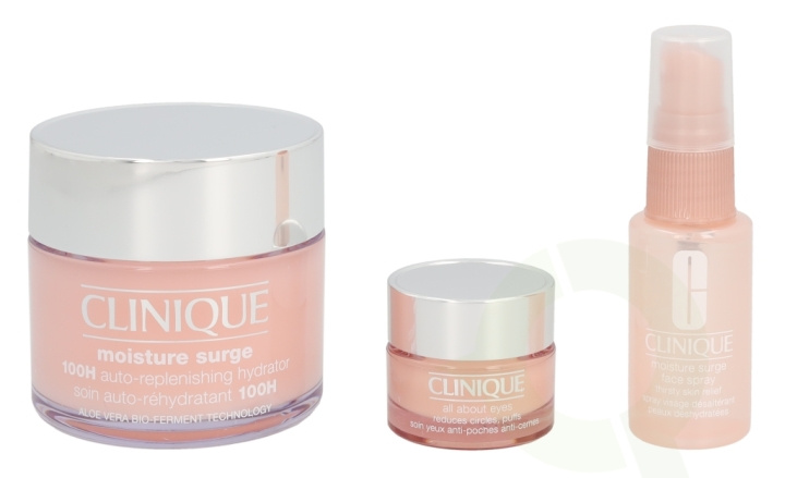 Clinique Moisture Surge Set 170 ml Moisture Surge 100H 125ml/All About Eyes 15ml/Moisture Surge Face Spray 30ml i gruppen SKØNHED & HELSE / Gaveæske / Gaveæske til hende hos TP E-commerce Nordic AB (C50298)