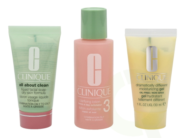 Clinique 3 Step Intro System Type 3 Set 120 ml Liquid Soap Mild 30ml/Exfoliator Lotion 60ml/Moisturizing Gel Oil 30ml i gruppen SKØNHED & HELSE / Gaveæske / Gaveæske til hende hos TP E-commerce Nordic AB (C50334)