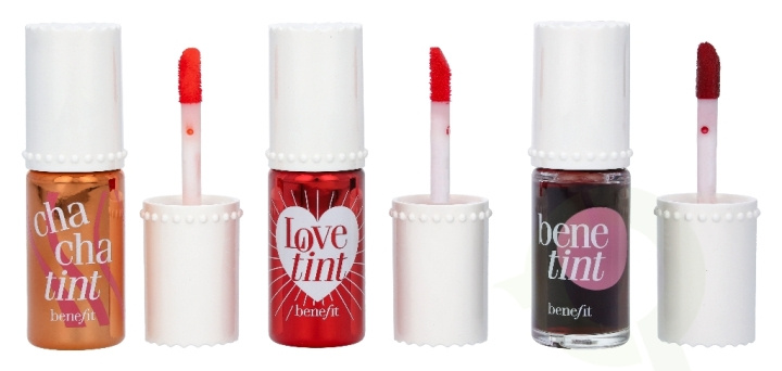 Benefit Lip Tints to Love Set 18 ml 3x6ml - 1x Chachatint Lip & Cheek Stain 6ml/1x Lovetint Lip & Cheek Stain 6ml/1x Benetint Lip & Cheek Stain 6ml i gruppen SKØNHED & HELSE / Makeup / Læber / Lip gloss hos TP E-commerce Nordic AB (C51371)