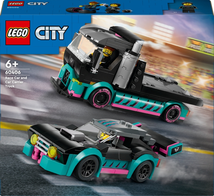 LEGO City Great Vehicles 60406 - Race Car and Car Carrier Truck i gruppen LEGETØJ, BØRN & BABY / Legetøj / Bygge legesager / Lego hos TP E-commerce Nordic AB (C52201)