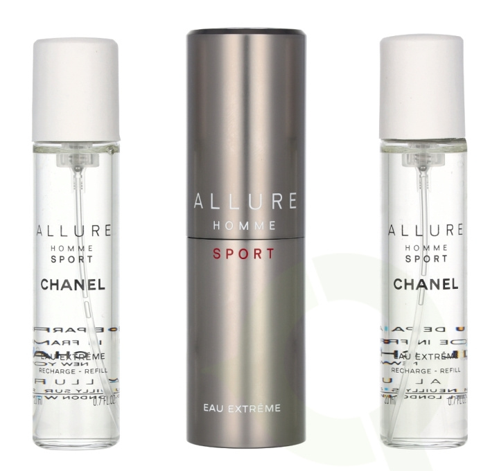 Chanel Allure Homme Sport Eau Extreme Giftset 60 ml Travel Spray Edp Spray 20ml/2x Refill Edp 20ml - Twist and Spray i gruppen SKØNHED & HELSE / Gaveæske / Gaveæske til ham hos TP E-commerce Nordic AB (C53170)