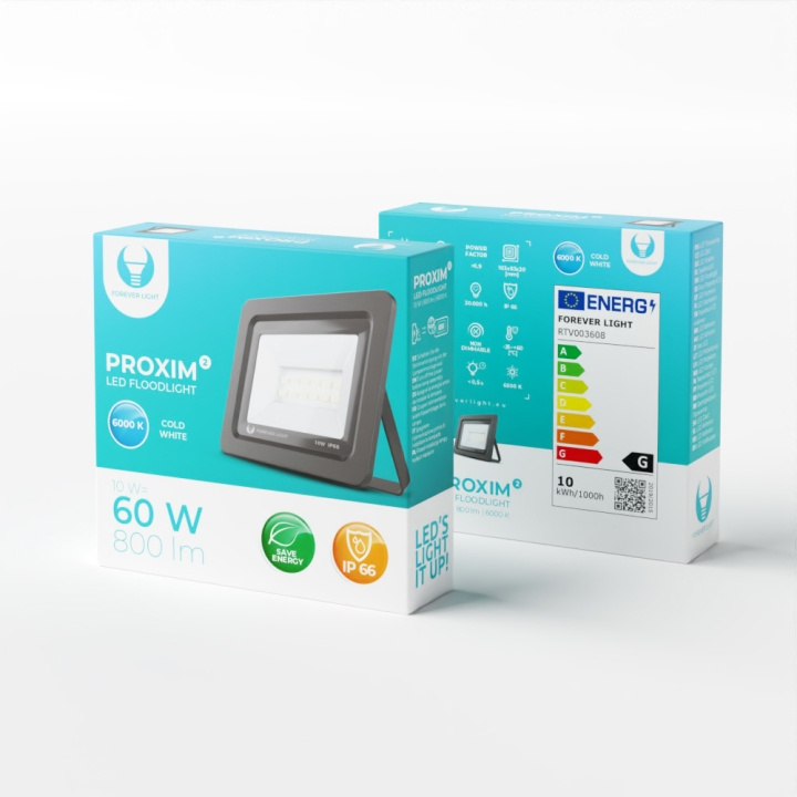 Forever Light PROXIM II - LED-projektør, 10W |6000K| IP66 i gruppen HJEM, HUS & HAVE / Elektricitet & Belysning / Udendørs belysning / LED forlygte hos TP E-commerce Nordic AB (C53922)