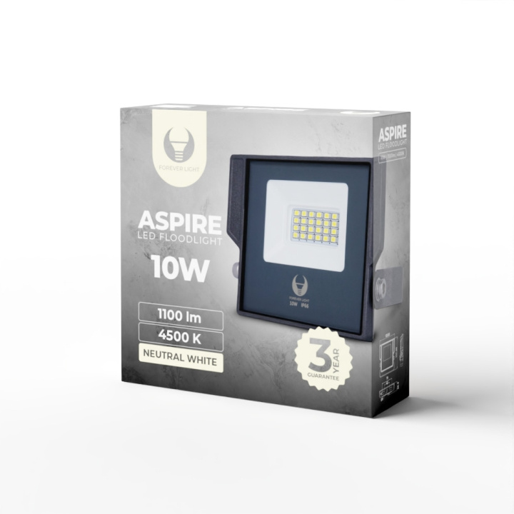 Forever Light ASPIRE - LED-Strålkastare, 10W, 4500K, 1100lm, 230V i gruppen HJEM, HUS & HAVE / Elektricitet & Belysning / Udendørs belysning / LED forlygte hos TP E-commerce Nordic AB (C53927)