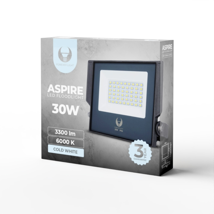 Forever Light ASPIRE - LED-projektør, 30W, 6000K, 3300lm, 230V i gruppen HJEM, HUS & HAVE / Elektricitet & Belysning / Udendørs belysning / LED forlygte hos TP E-commerce Nordic AB (C53930)