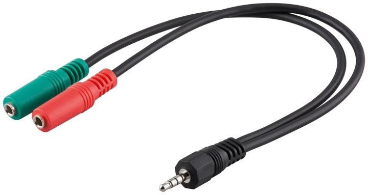 Goobay Adapter för PC-headset, 1x 3,5 mm AUX 4-pin till 2x 3,5 mm AUX 3-pin Pawl 3,5 mm plugg (4-pin, Stereo) > 2x haken 3,5 mmuttag (3-pin, stereo) i gruppen HJEMMEELEKTRONIK / Kabler og adaptere / Audio Analog / Adaptere hos TP E-commerce Nordic AB (C54128)