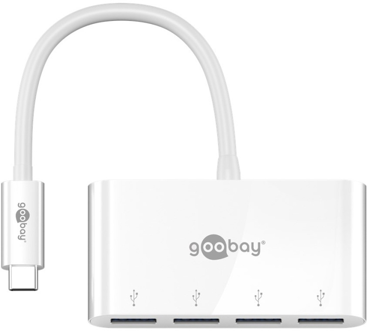 Goobay 4-vägs USB-C™-multiportadapter samtidig anslutning av 4x USB-A 3.0-uttag till USB-C™-kontakt billede
